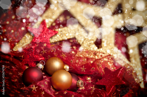 Glittering christmas decoration in red and gold