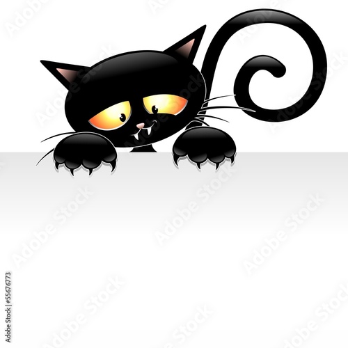 Black Cat Cartoon with Panel-Gatto nero con Pannello