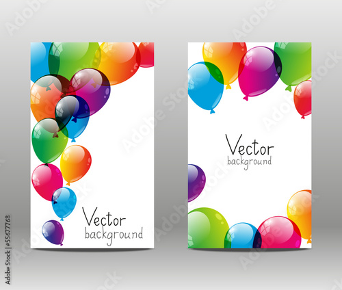 Holiday banners with color balloons