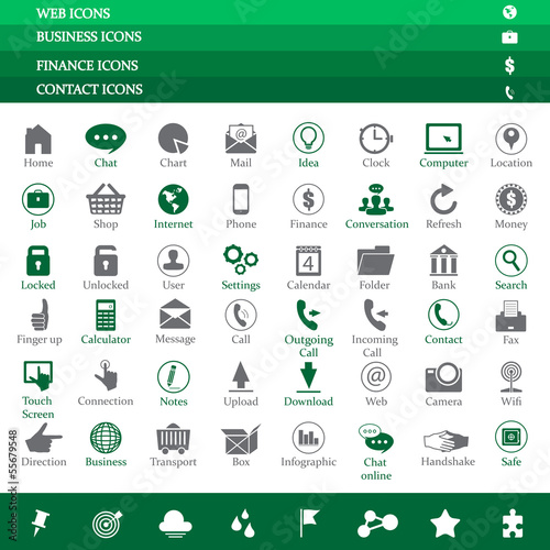 Web, Business, Finance And Contact Icons Set