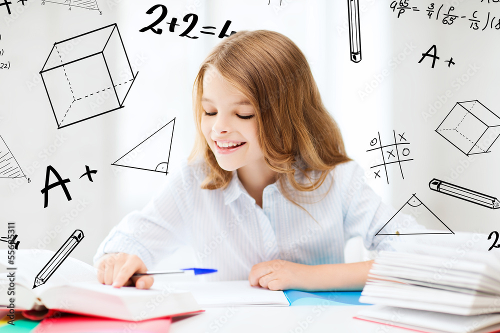 Fototapeta premium student girl studying at school
