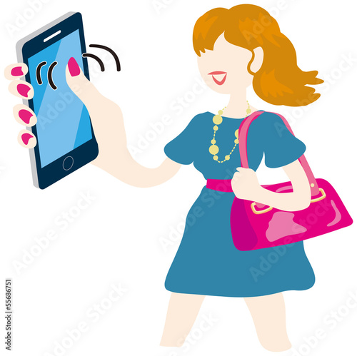 スマートフォンを操る女性
