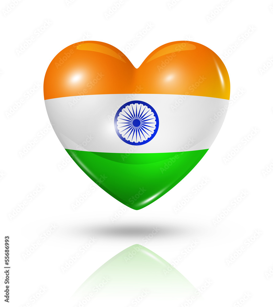 Fototapeta premium Love India, heart flag icon