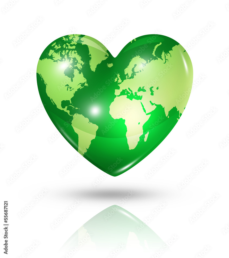 Obraz premium Love earth, heart icon