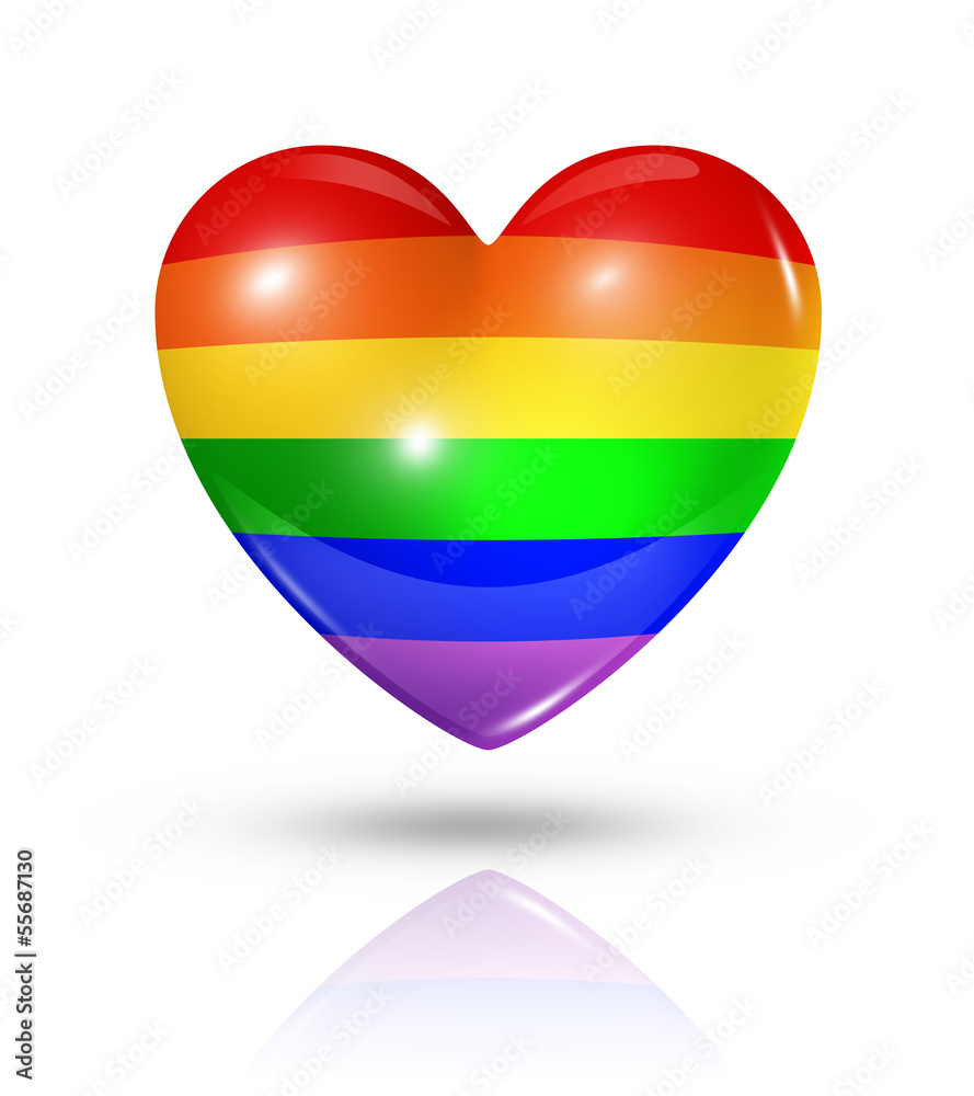 Gay pride love symbol, heart flag icon Gay pride love symbol, heart flag icon
