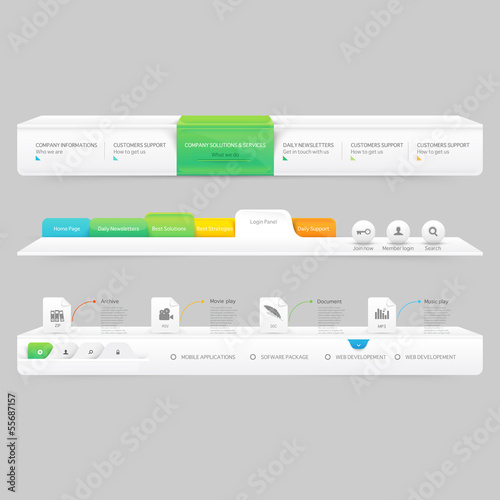 Website template infographic navigation elements with icons