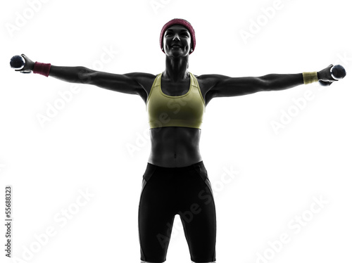 woman exercising fitness workout weight training silhouette © snaptitude