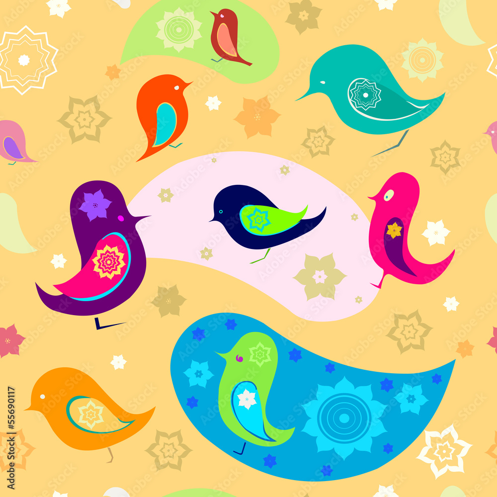 Obraz premium Seamless pattern with various birds