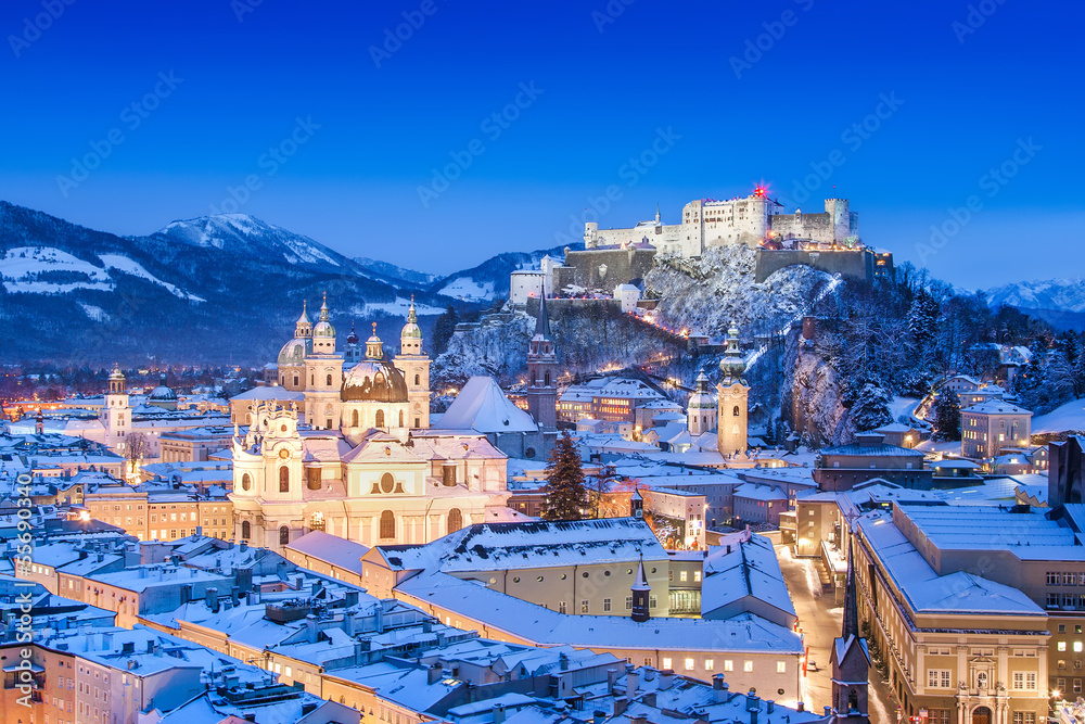 Fototapeta premium Salzburg zimą, Salzburger Land, Austria
