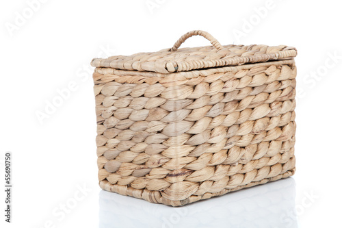 wicker basket, isolated on a white background