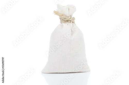 Small, white sack, isolated on white
