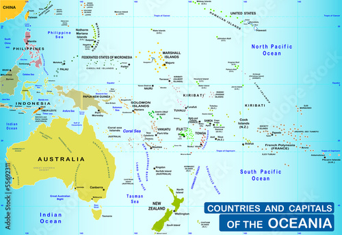 Countries and capitals of the Oceania photo