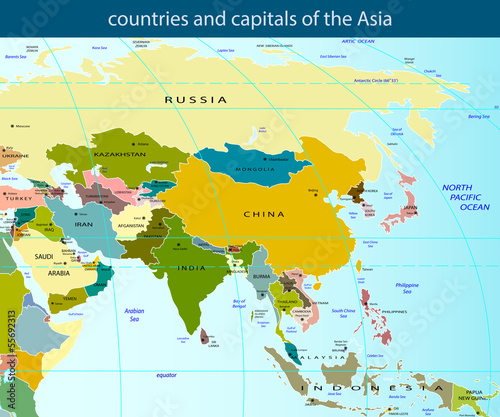 countries and capitals of the Asia photo