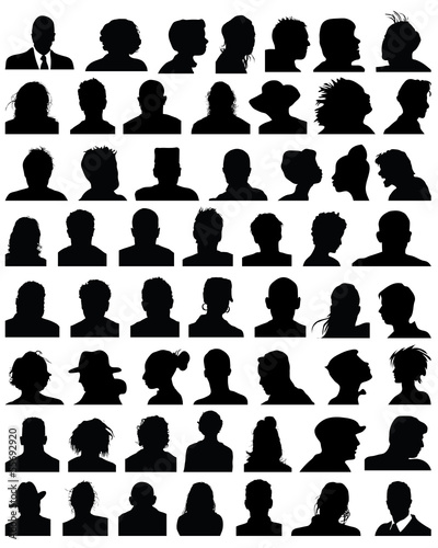 Silhouettes of human heads, vector