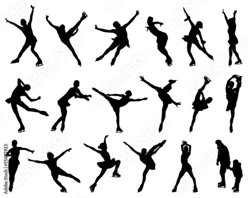 Silhouettes of figure skaters, vector illustration