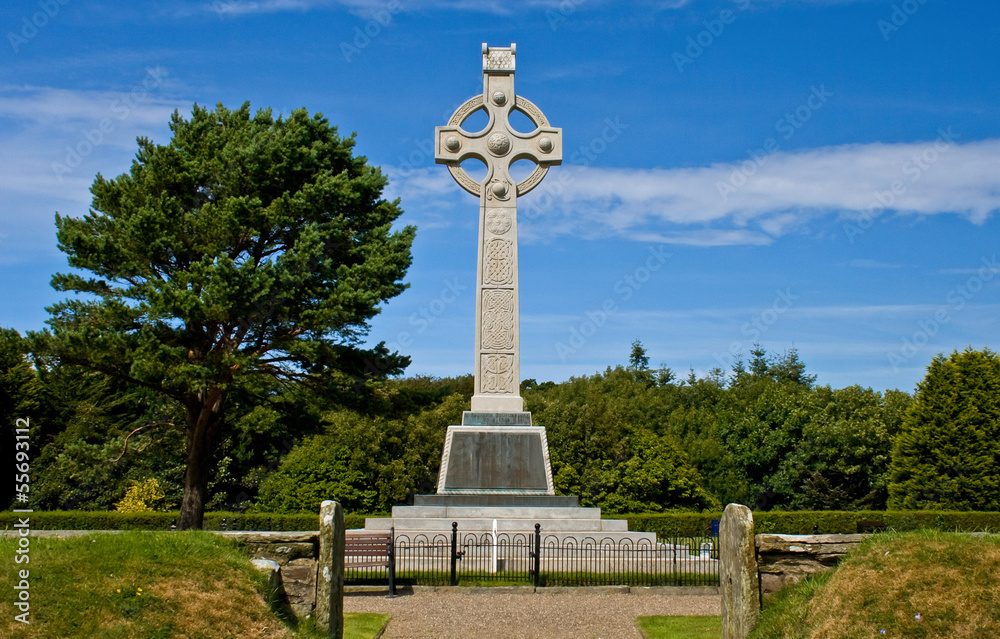 Celtic cross war memorial at St. John's in the Isle of Man