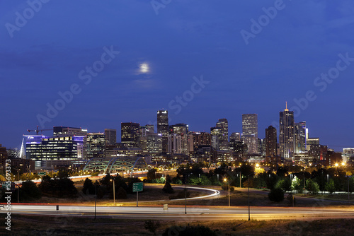 Denver Skyline at Night  Colorado