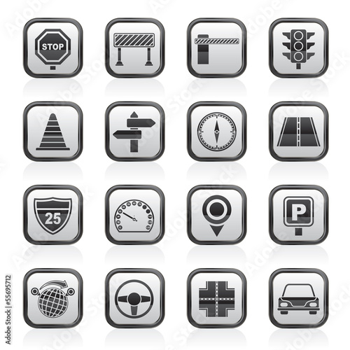 Road and Traffic Icons - vector icon set