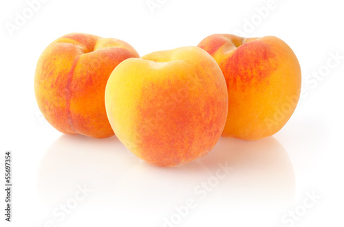 Ripe Peaches Isolated on White Background