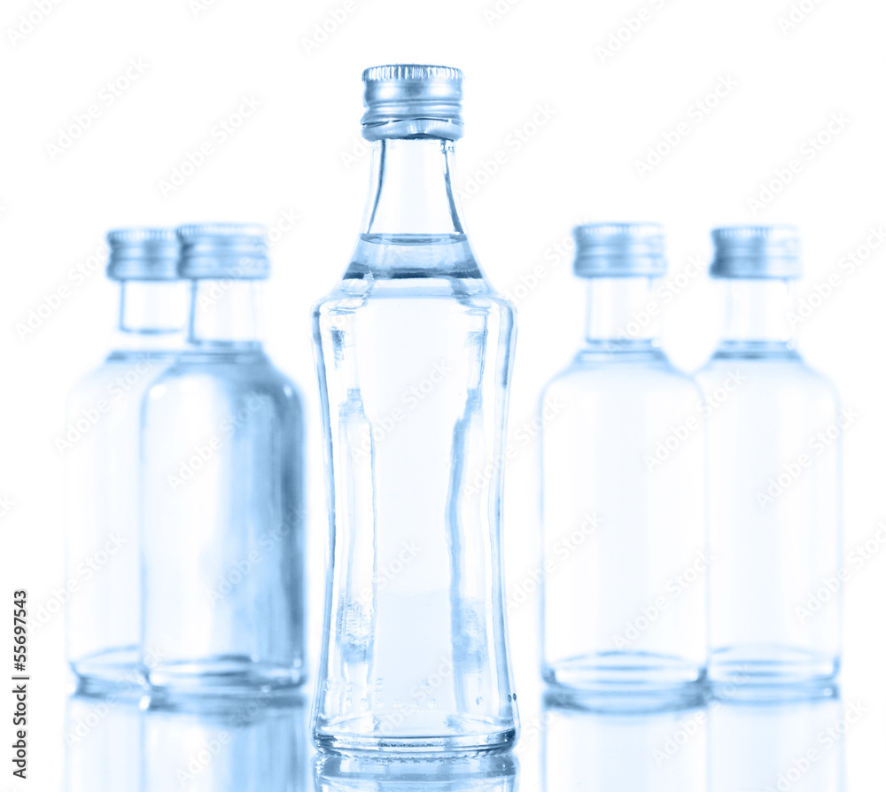 Minibar bottles, isolated on white Minibar bottles, isolated on white