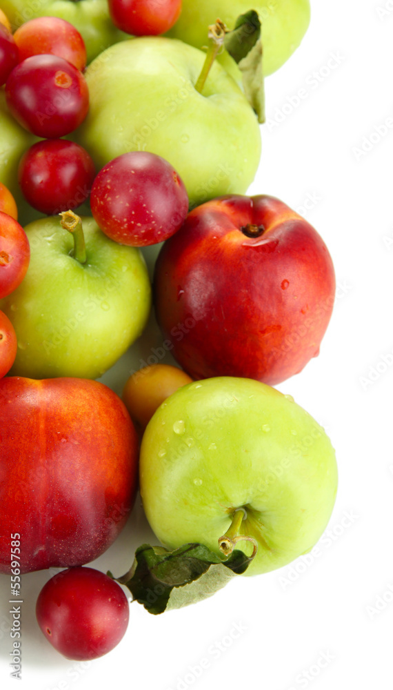 Assortment of juicy fruits, isolated on white Assortment of juicy fruits, isolated on white
