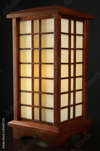 Japanese table lamp on grey background