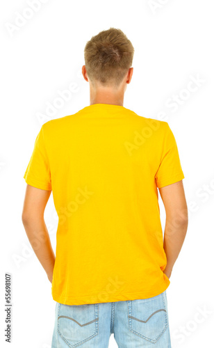 T-shirt on young man isolat...