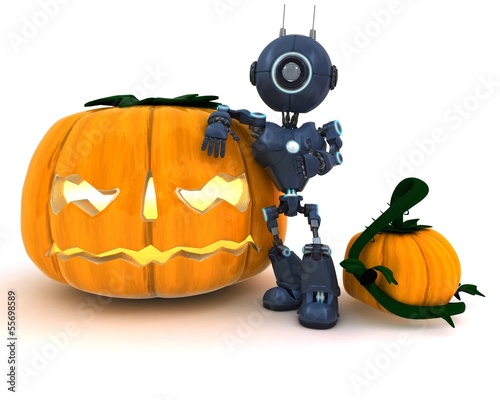 Android with holiday jack-o-lantern photo