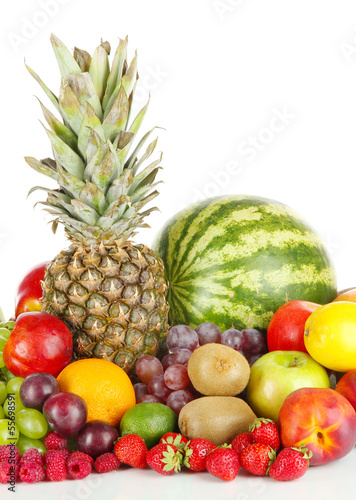 Different fruits isolated on white