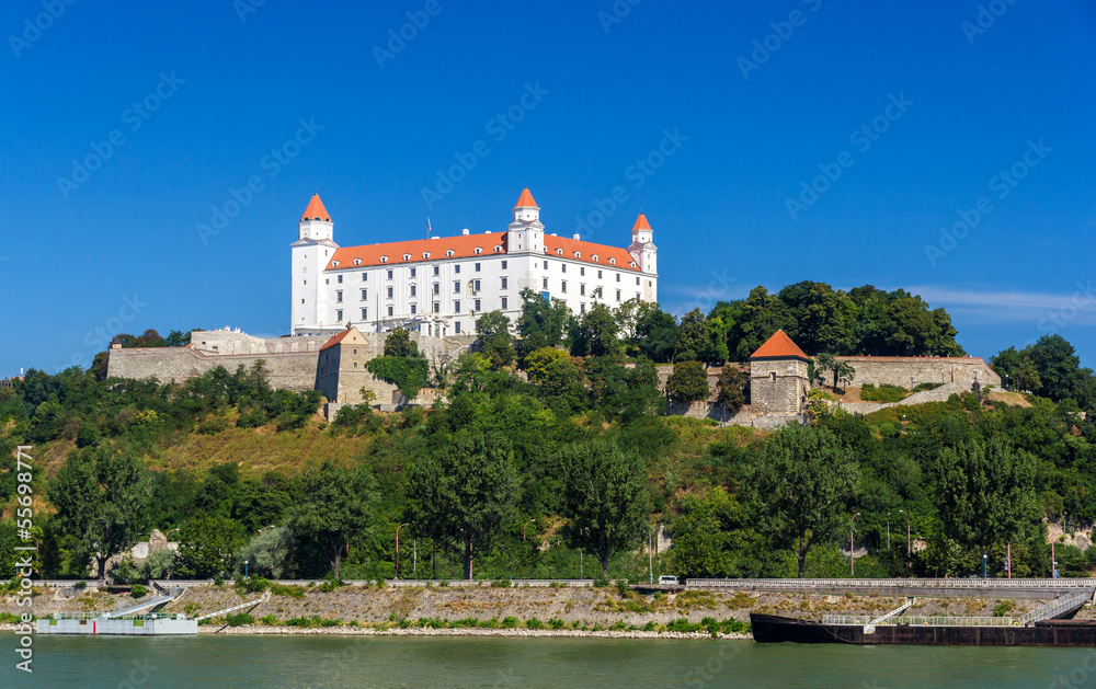View of Bratislava Castle from the Danube river