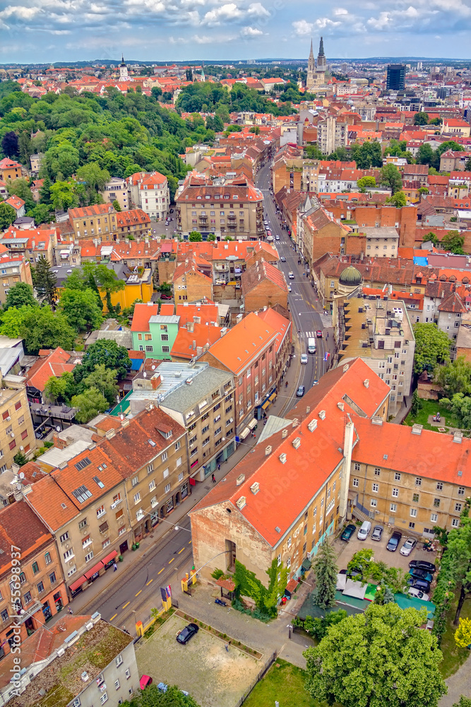 Obraz premium Aerial view of Zagreb, Ilica