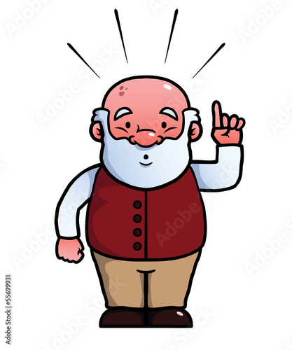 Old man having an idea and sticking his finger up