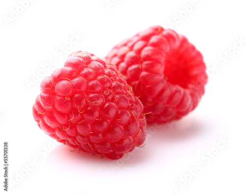 Two ripe raspberries