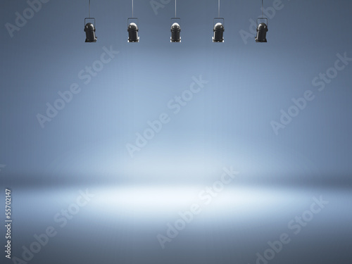 blue spotlight background with lamps