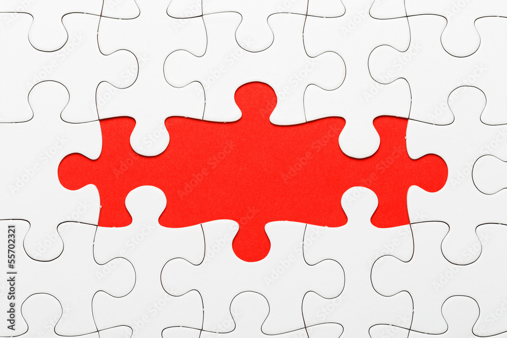 Incomplete puzzle in red color Incomplete puzzle in red color