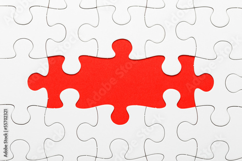 Incomplete puzzle in red color