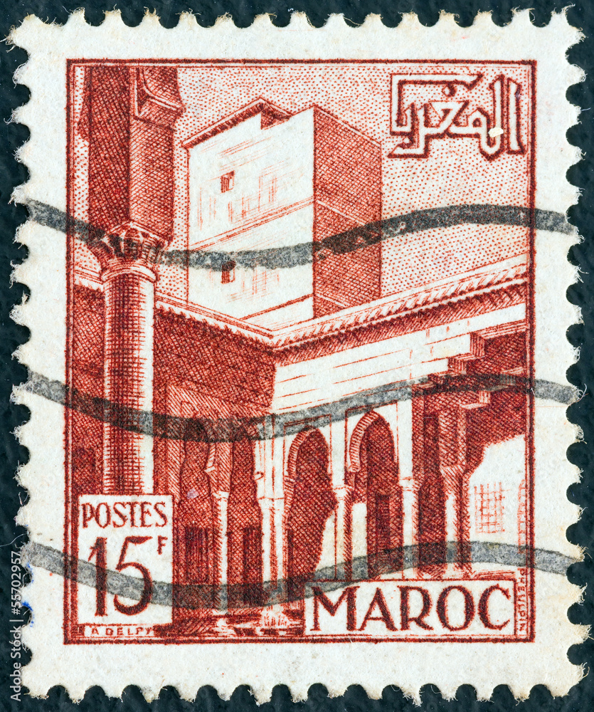 Naklejka premium Kasbah of the Udayas courtyard (Morocco 1951)
