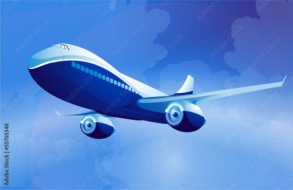 Blue airplane. Vector. Blue airplane. Vector.