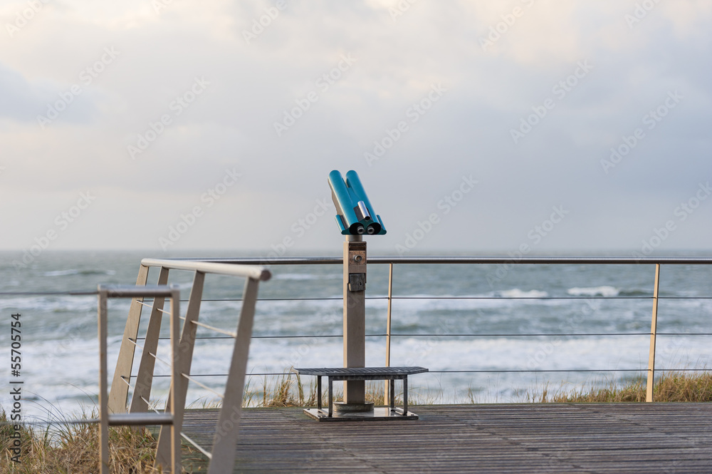 Binoculars on stand at Seashore