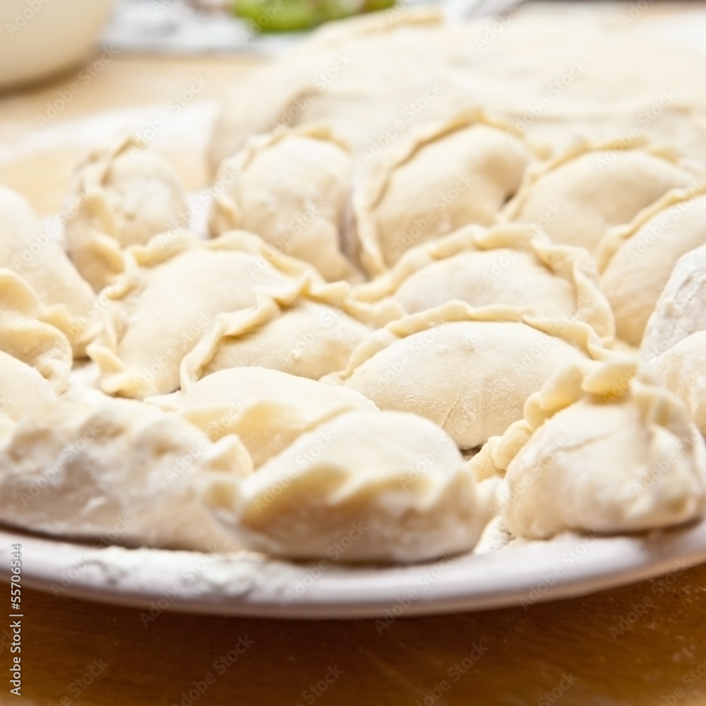 uncooked dumplings on the table