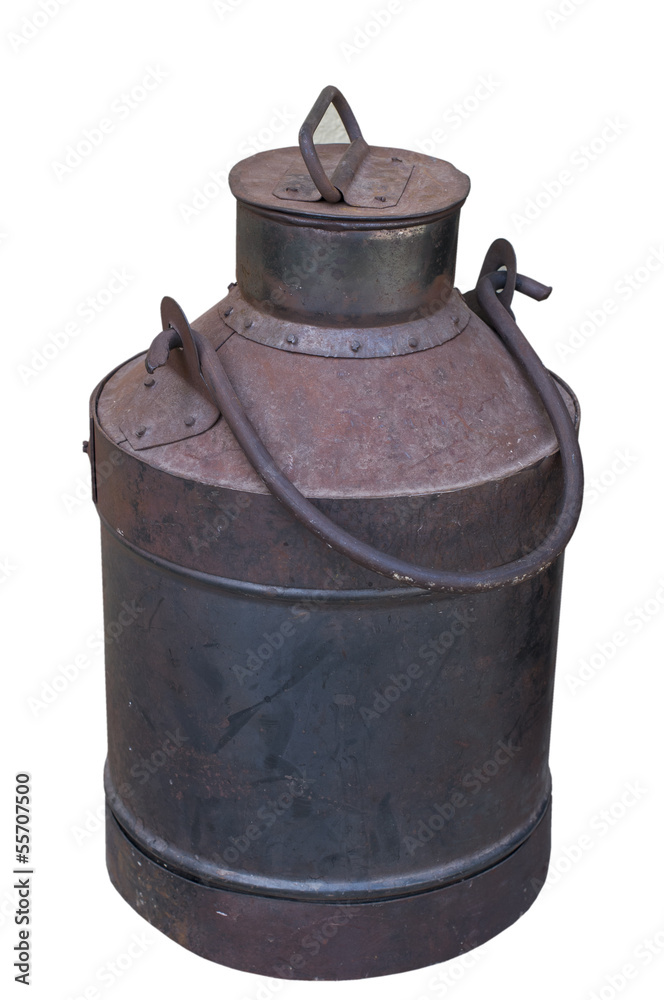 Antique worn out metal canister with lid off Antique worn out metal canister with lid off