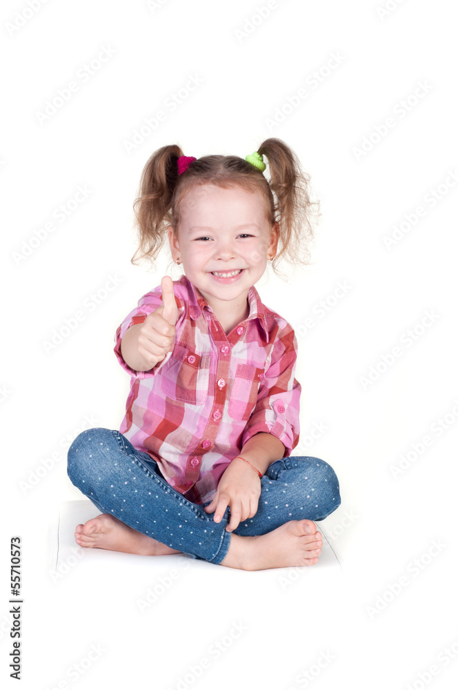 Portrait of a beautiful girl showing thumbs up Portrait of a beautiful girl showing thumbs up