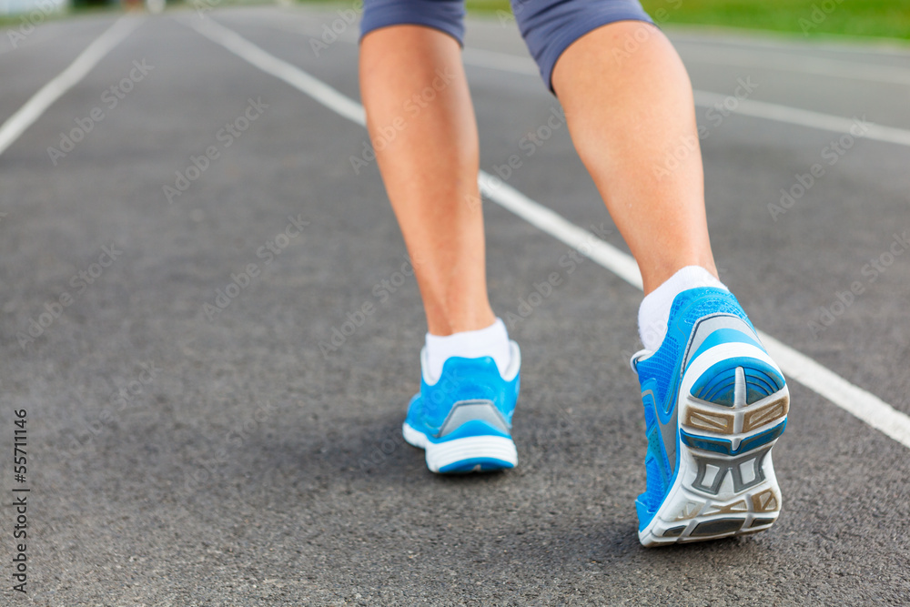 Runner Feet on Stadium Closeup.