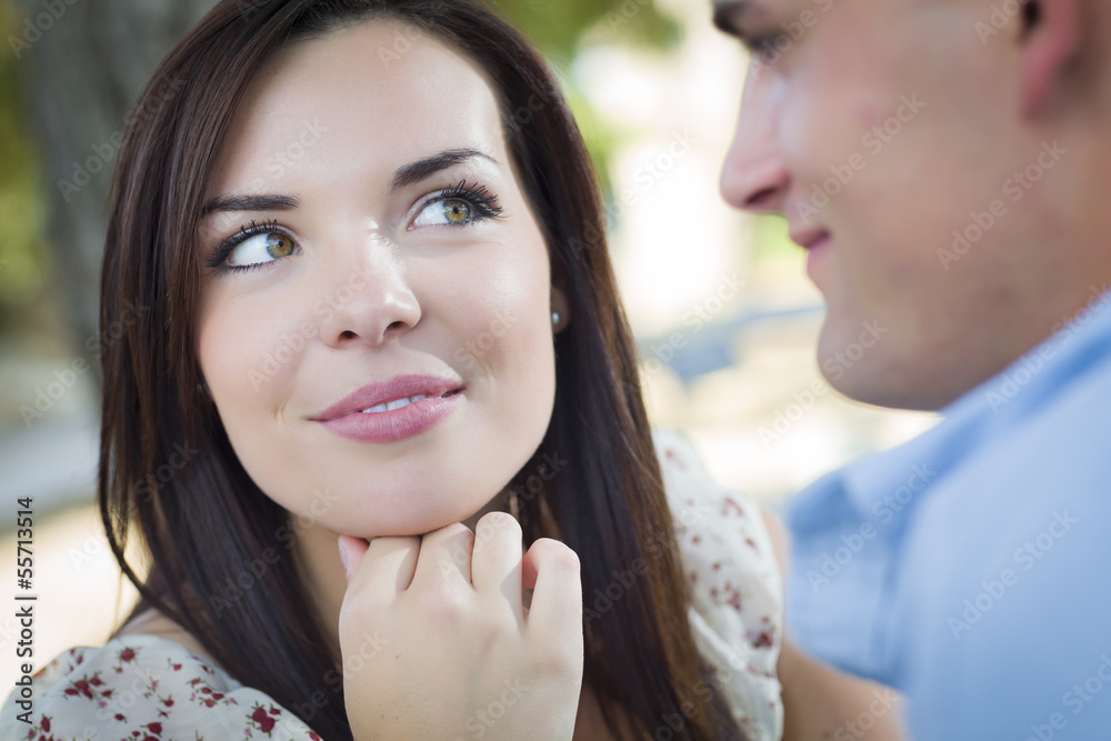 Mixed Race Romantic Couple Portrait in the Park Mixed Race Romantic Couple Portrait in the Park