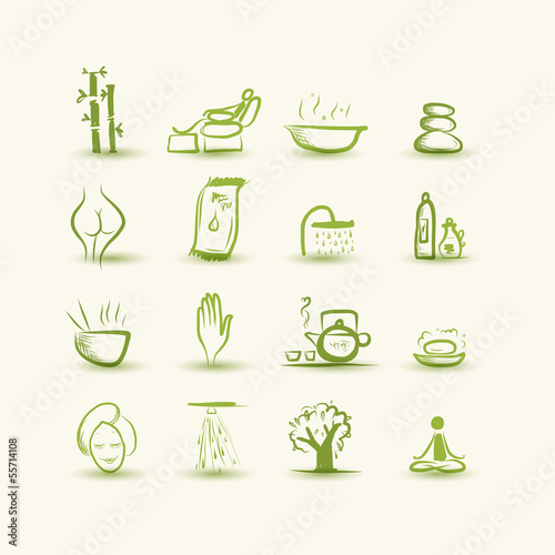 Massage and spa, set of icons for your design