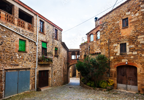 Old street in Catalan village. Pubol