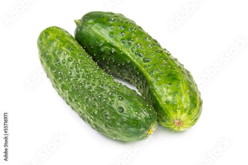 Two fresh cucumbers