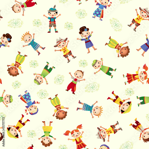 vector seamless background with kids.
