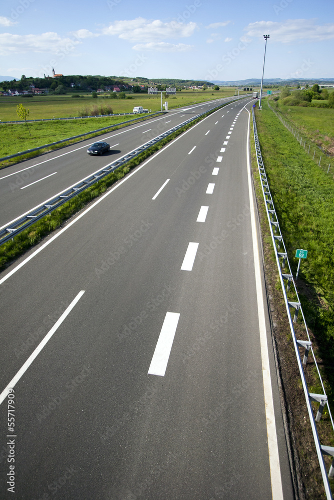 Highway between town Zagreb and Gorican on Hungarian border