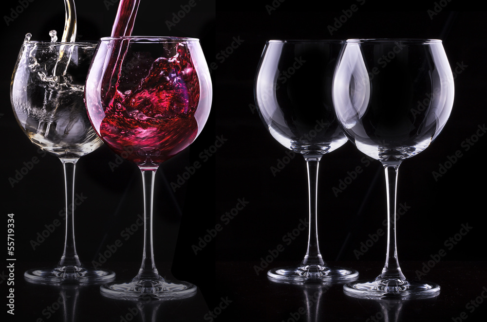 Elegant wine glass in black background